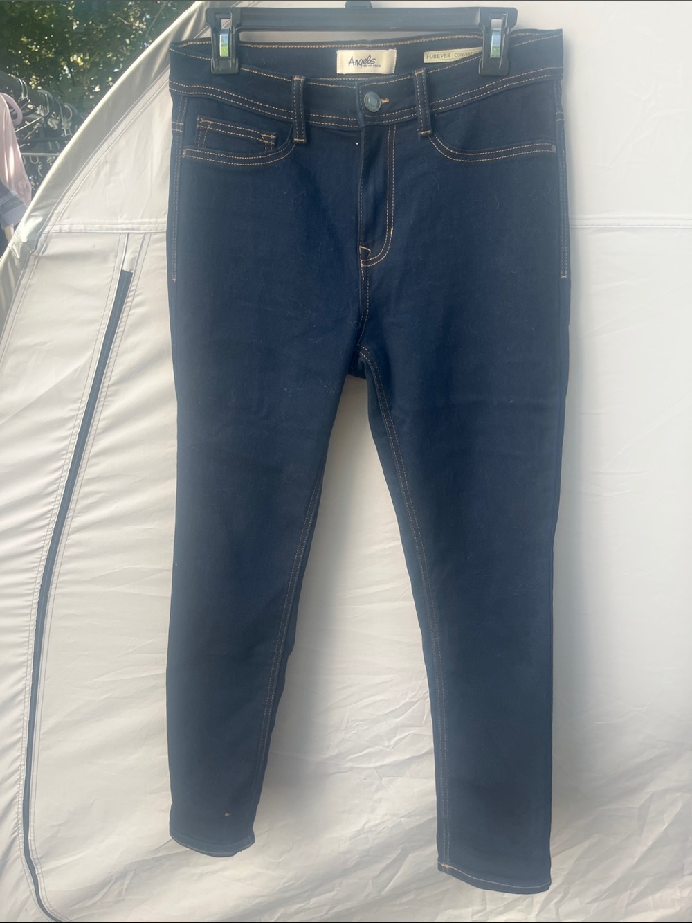Angels Navy Cropped Skinny Jeans